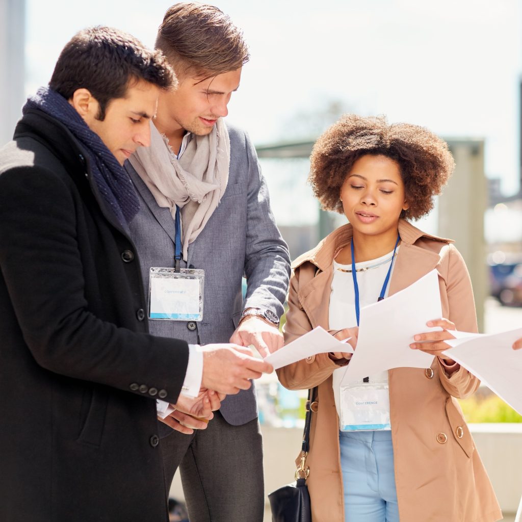 Employers discussing hiring plans and candidate profiles — business recruitment strategy meeting